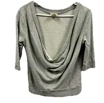 Converse Gray Swoop Neck Crop 3 Quarter Sleeve Activewear Sweatshirt Womens S