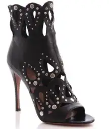 Azzedine  women’s studded laser-cut cutout caged leather open-toe bootie 40