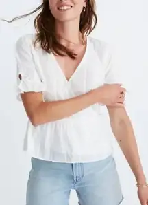 Madewell Tops Madewell Tie-Sleeve Wrap Top‎ In Swiss Dot Size 00