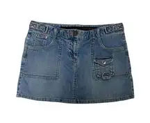 CK Calvin Klein Jeans Short Denim Skirt Size 9 Flap Pockets Keyring Light Wash