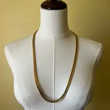 Vintage‎ Gold Plated Snake Chain Necklace 30” Flat Herringbone Long Layering