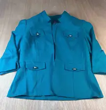 R&K Originals Dark Teal Herringbone Short Sleeve Jacket Women’s 14