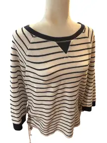 Striped Pullover Top‎ with Drawstring Waist, 3/4 Sleeves, Striped