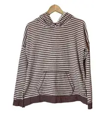 Volcom Striped French Terry Hoodie Medium Maroon Cream