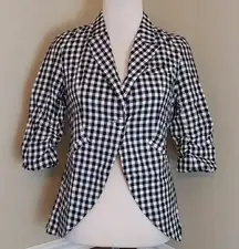 Black Ivory Checkered Gingham One Button ModCloth Blazer Jacket by Esley XS