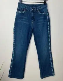 Vintage Ralph Lauren Jeans Aztec Western Beaded Jeans Bootcut Cowgirl Denim SZ 8