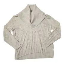 NWT Cowl Neck Open Knit Pointelle Sweater Womens 2X Cream Gold Long Sleeve Apt.