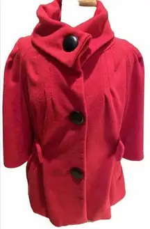 SHIN CHOI Red Wide Collar Wool Cashmere Lightweight Jacket Size M‎ Made in USA