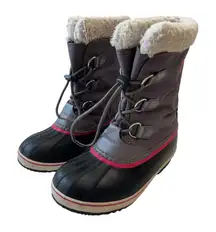 Sorel Waterproof Winter Snow Boots Faux Fur Trim Lace Up‎ Gray Pink Women Size 5