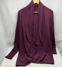 White House Black Market Burgundy Knit Duster Cardigan Shawl Collar Size L