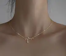 Flash Diamond Heartbeat Necklace Niche Design Simple Elegant