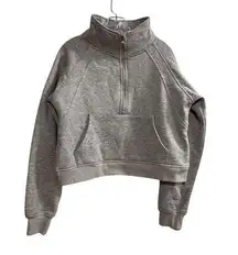 Unbranded Women's M Gray Half Zip Pullover Sweatshirt Kangaroo Pocket