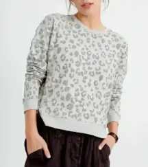 🆕 Lucky 🍀 Brand Hacci Leopard Sweatshirt Grey L🆕