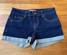 Wax Jean Dark Blue Jean Shorts with Cuffed Hems