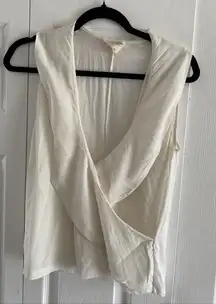 Alice + Olivia Air Womens Medium Ivory White Silk‎ Faux Wrap Top