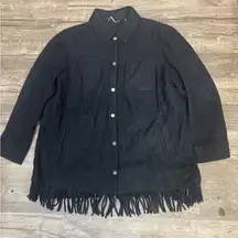Chico's Black Utility Jacket with Fringe