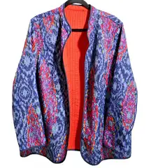 Colorful Aft to Wear Quilted Jacket Reversible Womens 2XL Blue Red‎ Psychedelic
