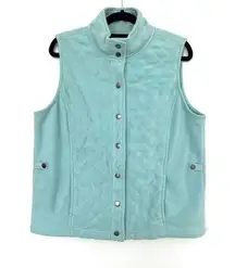 Croft & Barrow Iced Turquoise Blue Fuzzy Fleece Button Up Vest M