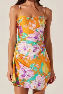 NWT ASTR cerinthe orange floral mini slip dress