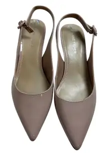 Marc Fisher Slingback Heels Pointed Toe Patent Leather Pink Kitten Heel Size 75M