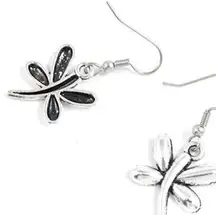 Sterling SIlver Earrings Silver Tone Fashion Jewelry Charms Ear Hooks Dragonfly