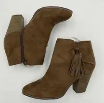 American Eagle Womens Sz 9 Brown Faux Suede Chunky Heel Ankle Boots