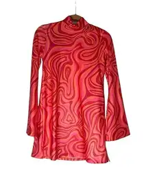 Weissman Dance Outfit Costume 70’s Long Bell Sleeve Swirly Mini Dress Medium