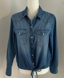 Lola River Blue Denim shirt With Drawstring Hem Sz M