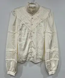 Veronica Beard Womens Blouse 4 Argonne Shirred Crepe de Chine Blouse Ivory