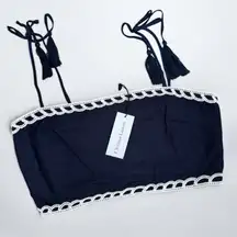 Christian Lacroix Women's Blue Crop Bandeau Camisole Top Size L Sleeveless