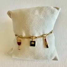 Stainless Steel Charm Bracelet Wine, Perfume, Lipstick Charms