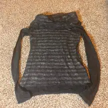 Moth Striped Cowl Neck Sweater Lightweight Sheer Alpaca Wool Blend