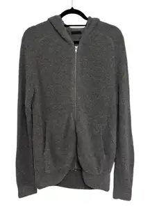 NWT ATM Alpaca Merino Wool Fuzzy Zip Up Sweater Jacket in Charcoal - Size M