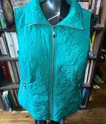 CJ Banks jewel tone turquoise quilted X gorpcore vest