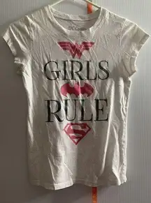 DC COMICS Girls Rule Splatter Paint Wonder Woman Batgirl Supergirl T-Shirt