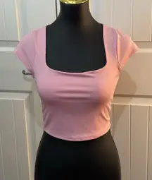 Live In The Moment Women's‎ Crop Top Square Neck Lined Front Pink Size Medium