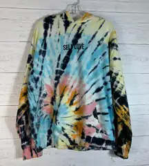 Womens Size XL  Self Love Tie Dye Hooded Sweatshirt