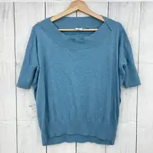 CAbi XXS Blue Silk Blend Sweater sweatshirt short sleeve pullover knit womens