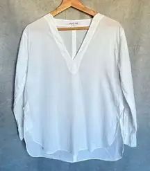 Helmut Lang Women's XS White V-Neck Long Sleeve Blouse Casual