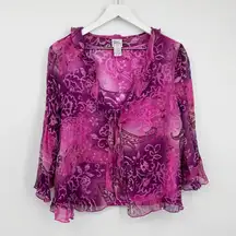 Vintage Y2K Pink Floral Tank Top Cardigan 2 Piece Set Early 2000s Coconut Girl