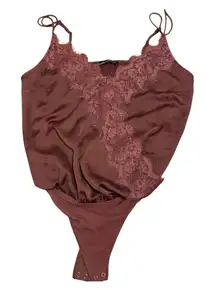 Lace Trimmed Brown Bodysuit