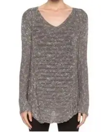 Helmut Lang women's extra small xs sweater caged boucle curved hem linen
