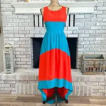 Southern Frock High Lo Colorblock cut out back Maxi Dress Size XS sleeveless