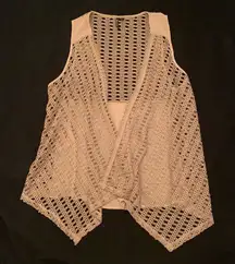 Heart soul lace sleeveless open front cardigan duster jacket large L