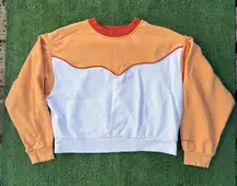 Wrangler Orange and White cropped colorblock Sweatshirt size medium