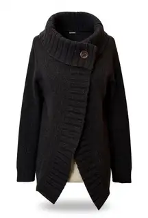 Rubbish Y2K open front top button cowl neck cardigan