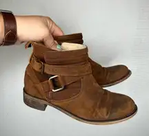 SUNDANCE size 7 Brown Ankle Boots Buckle Detail 37‎ Fur Lining, Stylish & Warm