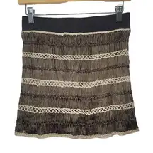 Alythea  Womens Size S Brown Tan Bohemian Festival Crochet Mini Skirt