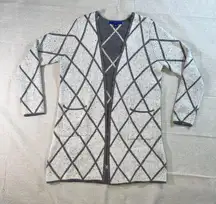 Apt. 9 | Long White Lattice Patterned Longline Cardigan | Medium