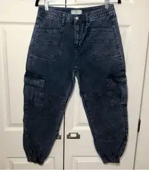 We The Free People Denim Blue Cargo Jeans Relaxed Fit Size S
